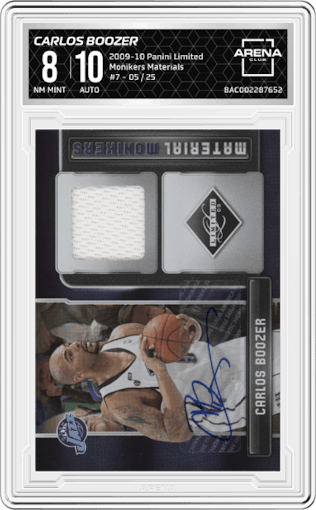 Carlos Boozer  from the 2009-10 Panini Limited  set graded by Arena Club and given an overall grade of 8.