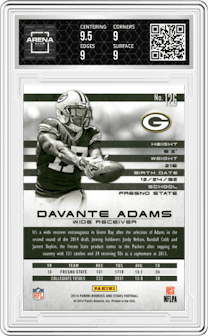 Davante Adams from the 2014 Panini Rookies & Stars set graded by Arena Club and given an overall grade of 9.