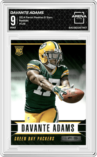 Davante Adams from the 2014 Panini Rookies & Stars set graded by Arena Club and given an overall grade of 9.