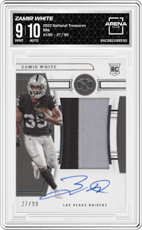 Zamir White from the 2022 Panini National Treasures set graded by Arena Club and given an overall grade of 9.