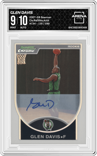 Glen Davis from the 2007-08 Bowman set graded by Arena Club and given an overall grade of 9.