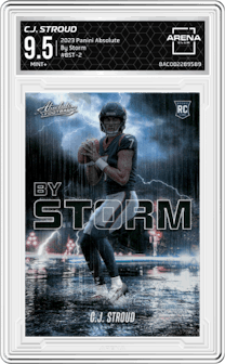 C.J. Stroud from the 2023 Panini Absolute set graded by Arena Club and given an overall grade of 9.5.