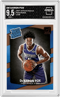 De'Aaron Fox from the 2017-18 Panini Donruss set graded by Arena Club and given an overall grade of 9.5.