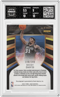 Ricky Davis from the 2020-21 Panini Select  set graded by Arena Club and given an overall grade of 9.5.