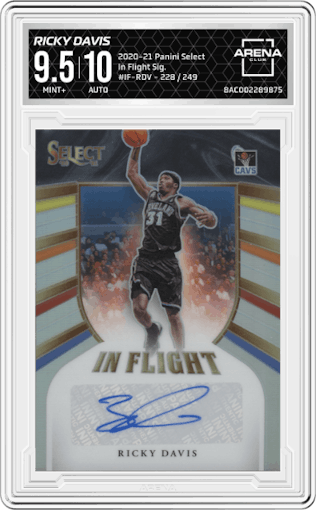 Ricky Davis from the 2020-21 Panini Select  set graded by Arena Club and given an overall grade of 9.5.