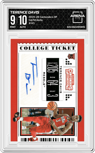 Terence Davis from the 2019-20 Panini Contenders Draft Picks set graded by Arena Club and given an overall grade of 9.