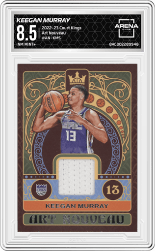 Keegan Murray from the 2022-23 Panini Court Kings set graded by Arena Club and given an overall grade of 8.5.