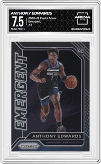 Anthony Edwards from the 2020-21 Panini Prizm set graded by Arena Club and given an overall grade of 7.5.