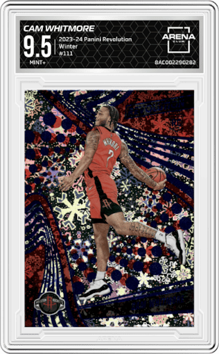 Cam Whitmore from the 2023-24 Panini Revolution set featuring a Winter parallel graded by Arena Club and given an overall grade of 9.5.