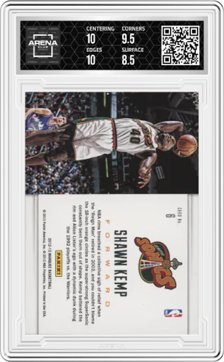 Shawn Kemp from the 2012-13 Panini Marquee  set graded by Arena Club and given an overall grade of 9.