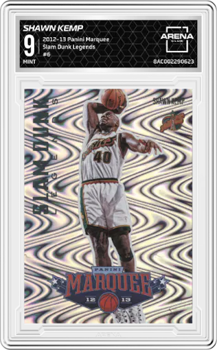 Shawn Kemp from the 2012-13 Panini Marquee  set graded by Arena Club and given an overall grade of 9.