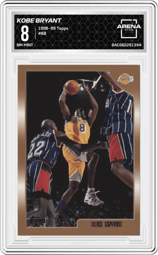 Kobe Bryant from the 1998-99 Topps set graded by Arena Club and given an overall grade of 8.