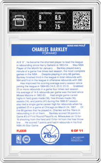 Charles Barkley from the 1987-88 Fleer set graded by Arena Club and given an overall grade of 8.