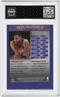 Jeff Malone from the 1994-95 Topps Finest  set graded by Arena Club and given an overall grade of 0.