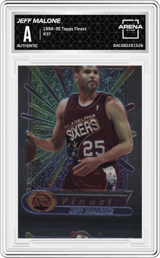 Jeff Malone from the 1994-95 Topps Finest  set graded by Arena Club.