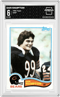 Dan Hampton from the 1982 Topps set graded by Arena Club and given an overall grade of 6.