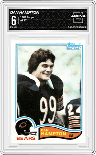 Dan Hampton from the 1982 Topps set graded by Arena Club and given an overall grade of 6.