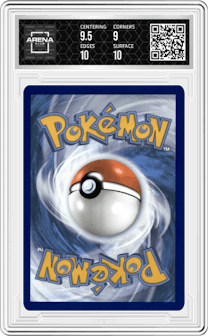 Morty's Conviction from the 2024 Pokemon SV set graded by Arena Club and given an overall grade of 9.5.