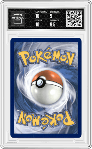 Morty's Conviction from the 2024 Pokemon SV set graded by Arena Club and given an overall grade of 9.5.