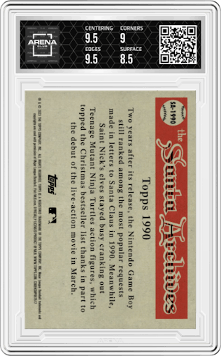 Santa Claus from the 2023 Topps Holiday set graded by Arena Club and given an overall grade of 9.