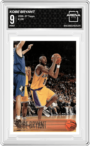 Kobe Bryant  from the 1996-97 Topps set graded by Arena Club and given an overall grade of 9.