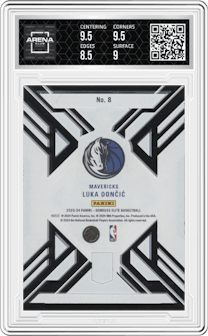 Luka Doncic from the 2023-24 Panini Donruss Elite set graded by Arena Club and given an overall grade of 9.