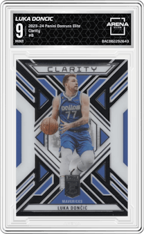Luka Doncic from the 2023-24 Panini Donruss Elite set graded by Arena Club and given an overall grade of 9.