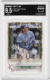 Bobby Witt Jr. from the 2022 Topps Holiday set graded by Arena Club and given an overall grade of 9.5.