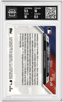 Aaron Judge/Shohei Ohtani  from the 2024-25 Topps Now Off-Season set graded by Arena Club and given an overall grade of 9.