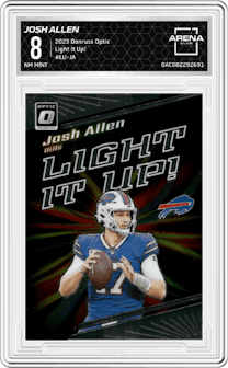 Josh Allen from the 2023 Donruss Optic set graded by Arena Club and given an overall grade of 8.