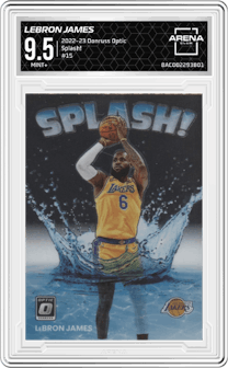 LeBron James from the 2022-23 Panini Donruss Optic  set graded by Arena Club and given an overall grade of 9.5.