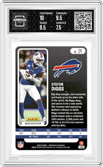 Stefon Diggs from the 2022 Panini Absolute set featuring a Retail parallel graded by Arena Club and given an overall grade of 8.