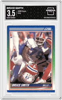 Bruce Smith from the 1990 Score set graded by Arena Club and given an overall grade of 3.5.
