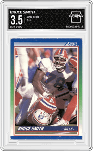 Bruce Smith from the 1990 Score set graded by Arena Club and given an overall grade of 3.5.