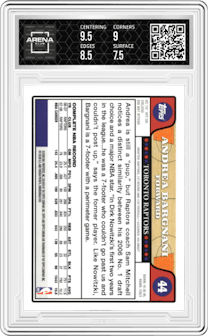 Andrea Bargnani from the 2008-09 Topps Chrome  set graded by Arena Club and given an overall grade of 8.