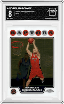 Andrea Bargnani from the 2008-09 Topps Chrome  set graded by Arena Club and given an overall grade of 8.