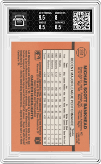 Scott Bankhead from the 1990 Donruss set graded by Arena Club and given an overall grade of 8.5.