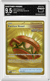 Earthen Vessel from the 2024 Pokemon SV set graded by Arena Club and given an overall grade of 9.5.