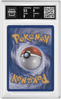 Reshiram EX from the 2012 Pokemon B&W set graded by Arena Club and given an overall grade of 7.5.