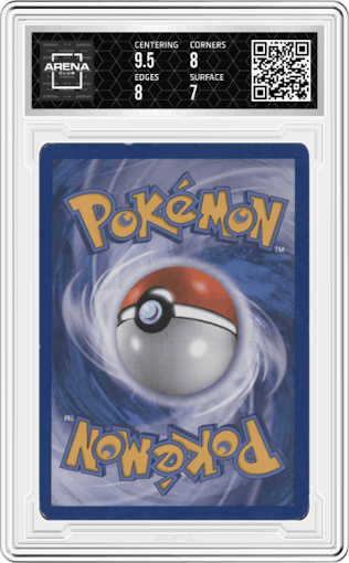 Reshiram EX from the 2012 Pokemon B&W set graded by Arena Club and given an overall grade of 7.5.