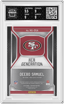 Deebo Samuel from the 2019 Panini Certified set graded by Arena Club and given an overall grade of 9.