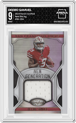 Deebo Samuel from the 2019 Panini Certified set graded by Arena Club and given an overall grade of 9.