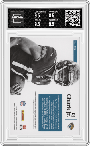 DJ Chark Jr. from the 2018 Panini Encased set graded by Arena Club and given an overall grade of 9.