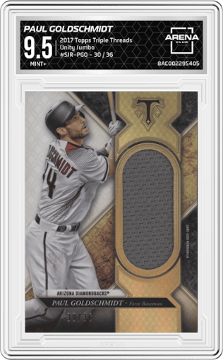 Paul Goldschmidt from the 2017 Topps Triple Threads set graded by Arena Club and given an overall grade of 9.5.