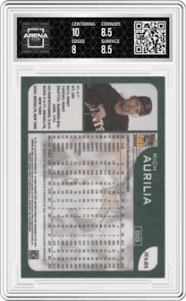 Rich Aurilia from the 2018 Topps Archives set graded by Arena Club and given an overall grade of 8.5.