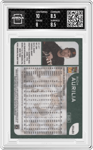Rich Aurilia from the 2018 Topps Archives set graded by Arena Club and given an overall grade of 8.5.