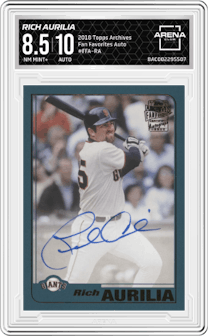 Rich Aurilia from the 2018 Topps Archives set graded by Arena Club and given an overall grade of 8.5.