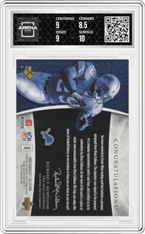 Brian Calhoun from the 2006 Upper Deck Exquisite Collection set graded by Arena Club and given an overall grade of 9.
