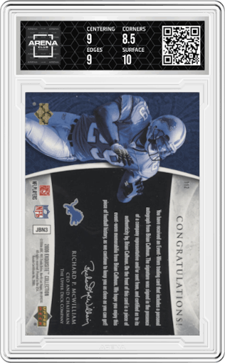 Brian Calhoun from the 2006 Upper Deck Exquisite Collection set graded by Arena Club and given an overall grade of 9.