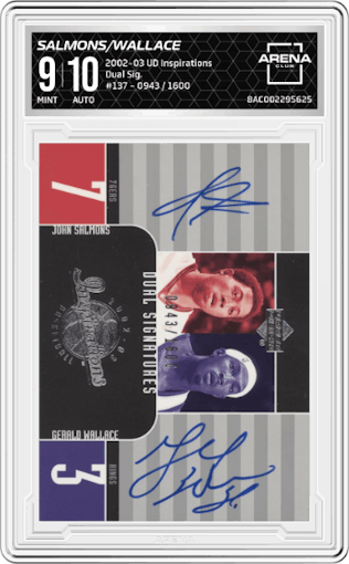 John Salmons/Gerald Wallace from the 2002-03 Upper Deck Inspirations set graded by Arena Club and given an overall grade of 9.